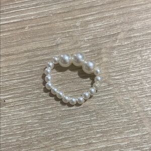Elegant Pearl like Beaded Elastic Ring